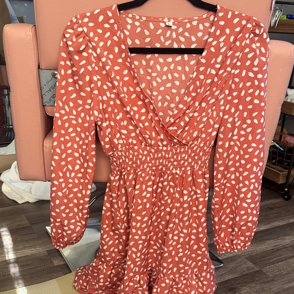 Red and White Patterned Dress